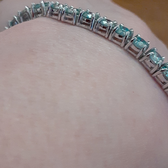 BLUE MOISSANITE TENNIS BRACELET - Picture 6 of 11